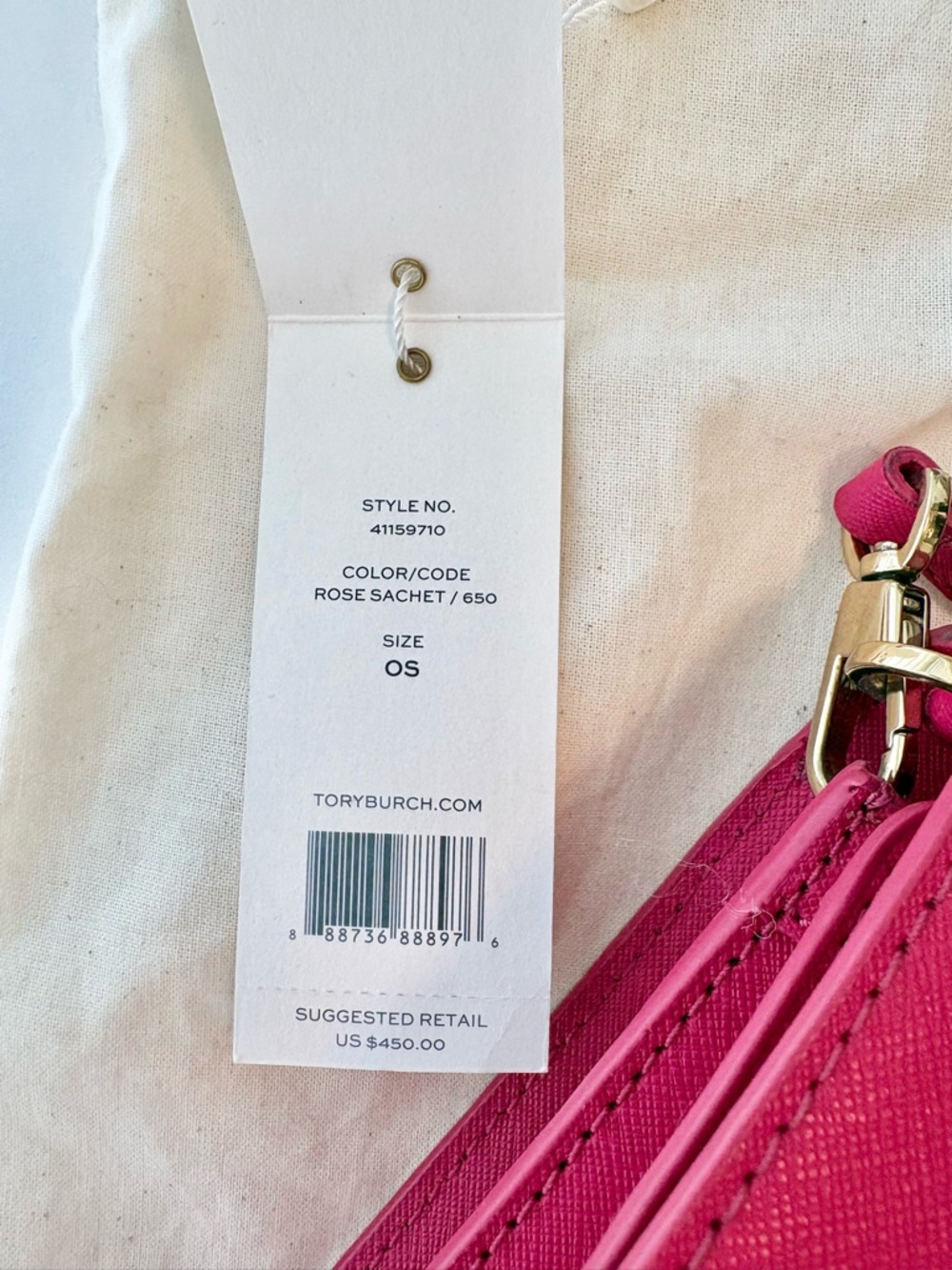 Tory Burch Rose Sachet/Pink Crossbody with dust bag, Tag, Tory Burch shopper bag - Picture 4 of 5